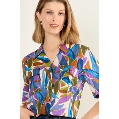 MA GRIFFE - Blusa Camisera Mujer Morado Magriffe