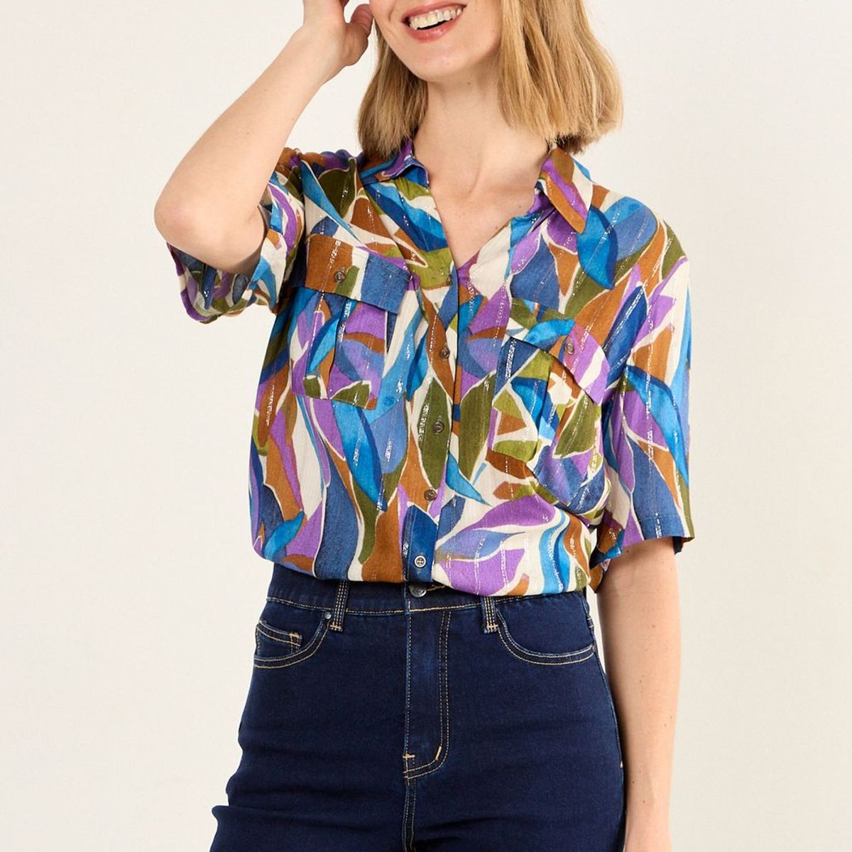 MA GRIFFE - Blusa Camisera Mujer Morado Magriffe