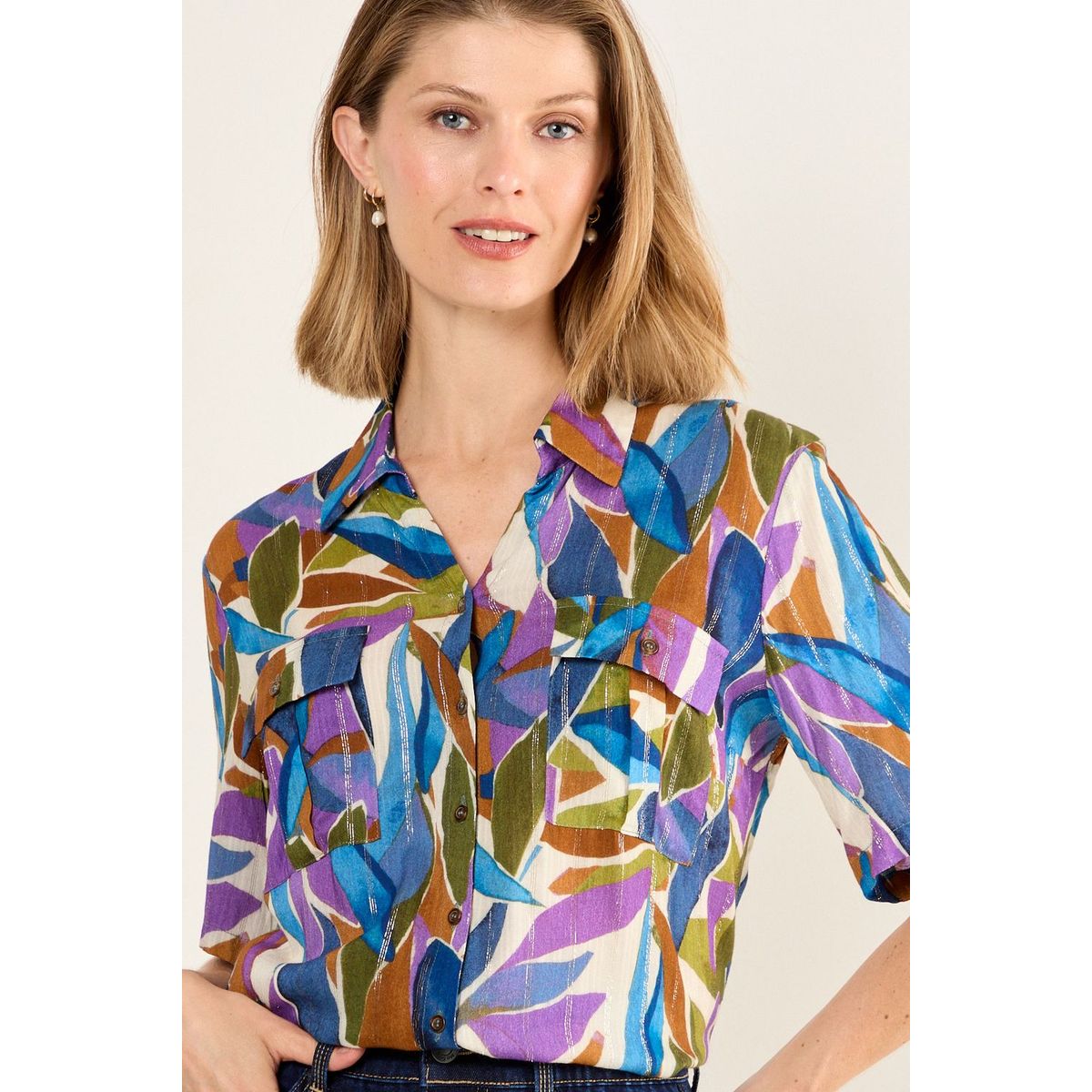 MA GRIFFE - Blusa Camisera Mujer Morado Magriffe
