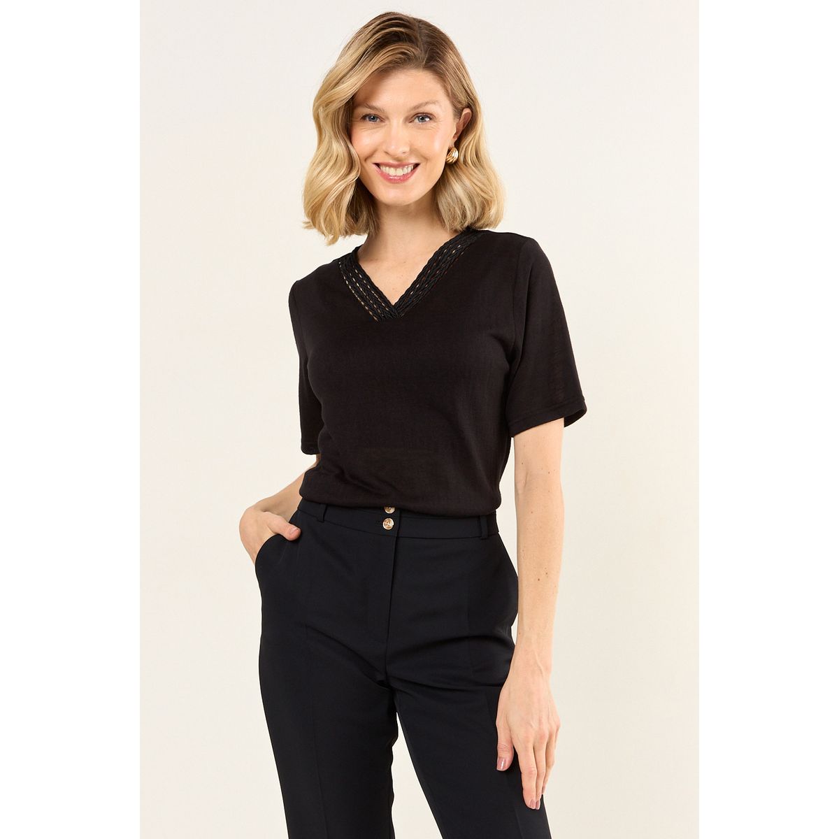 MA GRIFFE - Polera Mujer Negro Magriffe