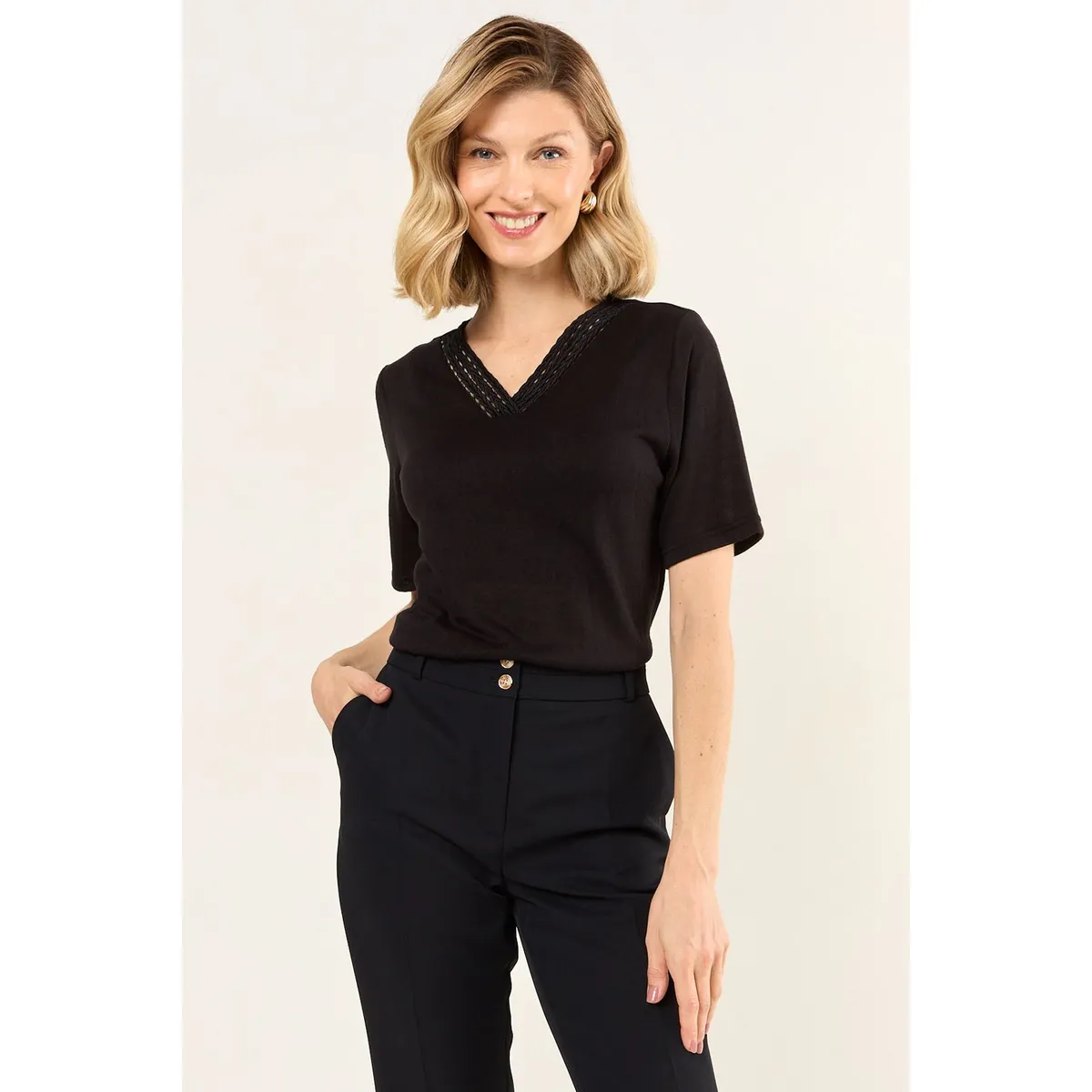 MA GRIFFE - Polera Mujer Negro Magriffe