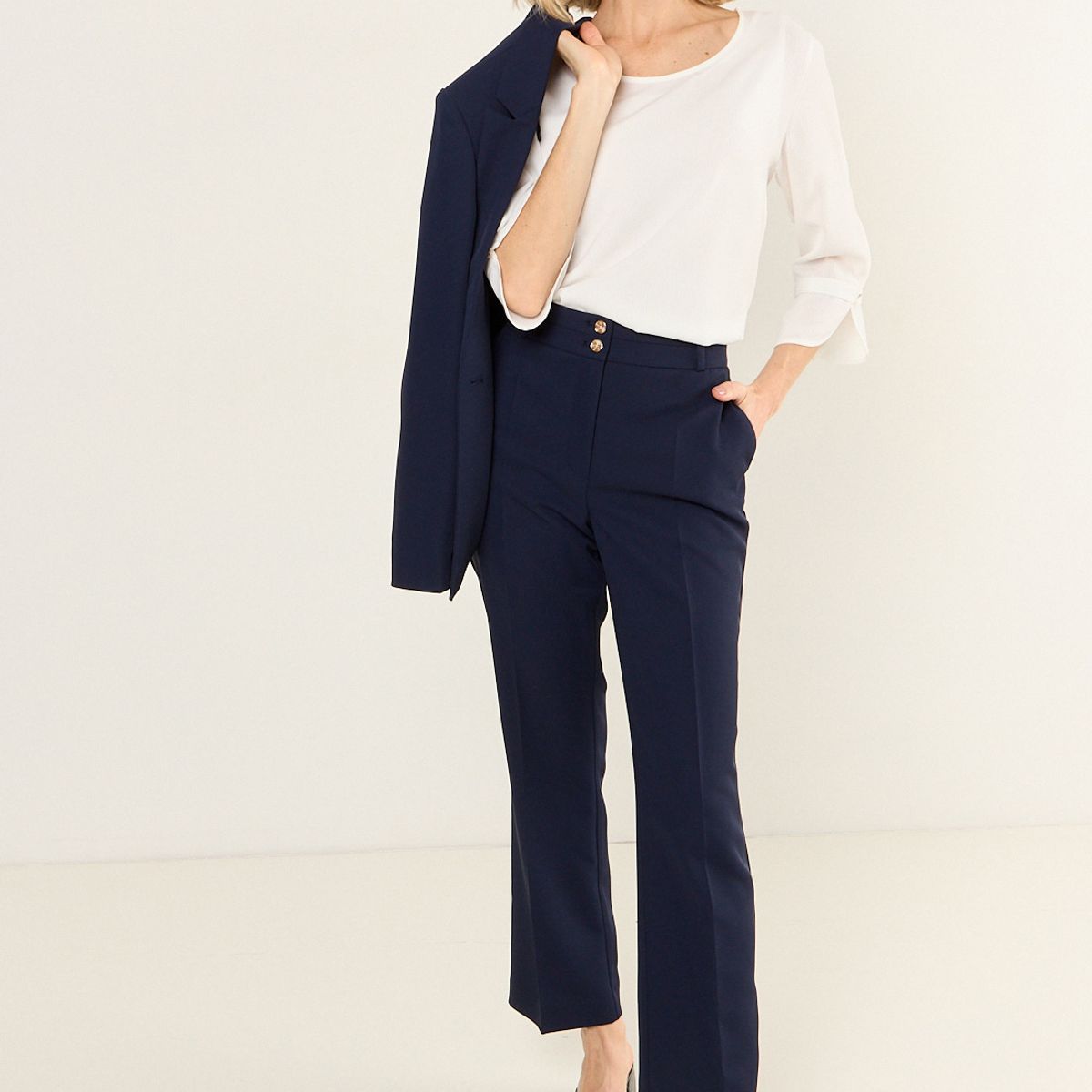 MA GRIFFE - Pantalon Recto Formal Mujer Azul Magriffe