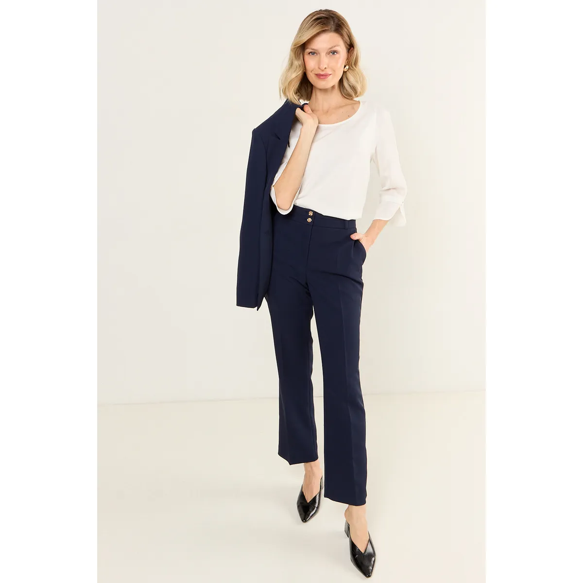 MA GRIFFE - Pantalon Recto Formal Mujer Azul Magriffe