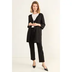 MA GRIFFE - Kimono Tela Textura Mujer Negro Magriffe