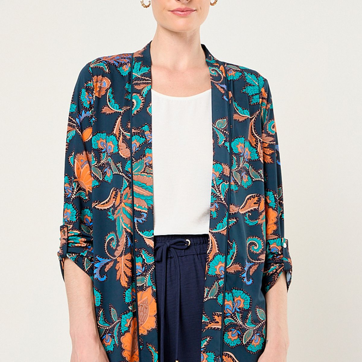 MA GRIFFE - Tapado Estampado Mujer Azul Magriffe