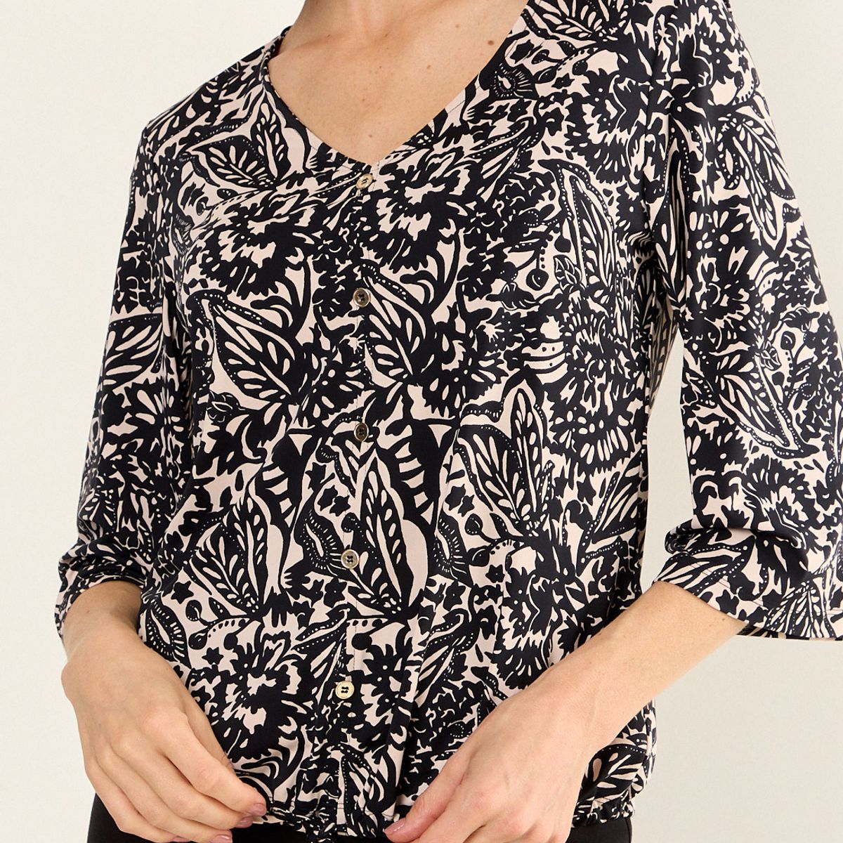 MA GRIFFE - Polera Escote En V Mujer Crudo Magriffe
