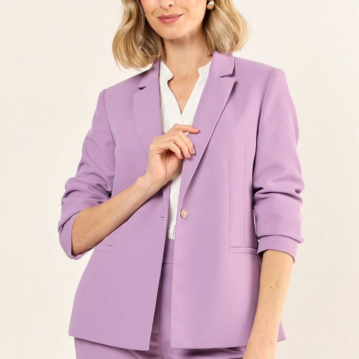 MA GRIFFE - Blazer Abotonado Mujer Morado Magriffe