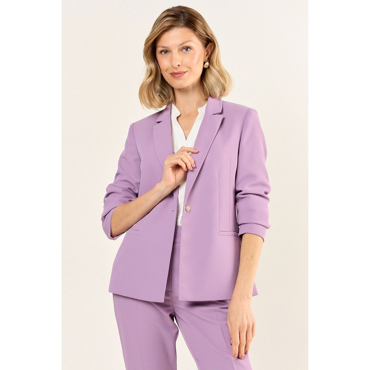 MA GRIFFE - Blazer Abotonado Mujer Morado Magriffe