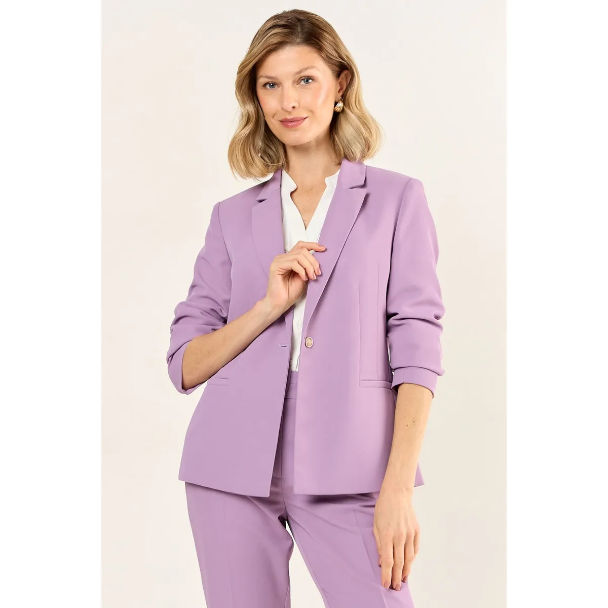 MA GRIFFE - Blazer Abotonado Mujer Morado Magriffe
