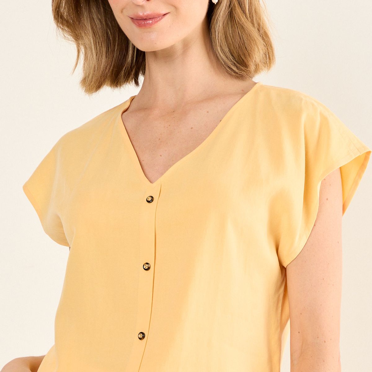MA GRIFFE - Blusa Escote En V Mujer Naranjo Magriffe
