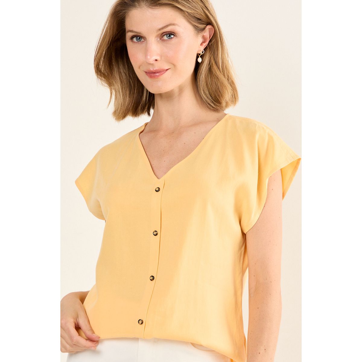 MA GRIFFE - Blusa Escote En V Mujer Naranjo Magriffe