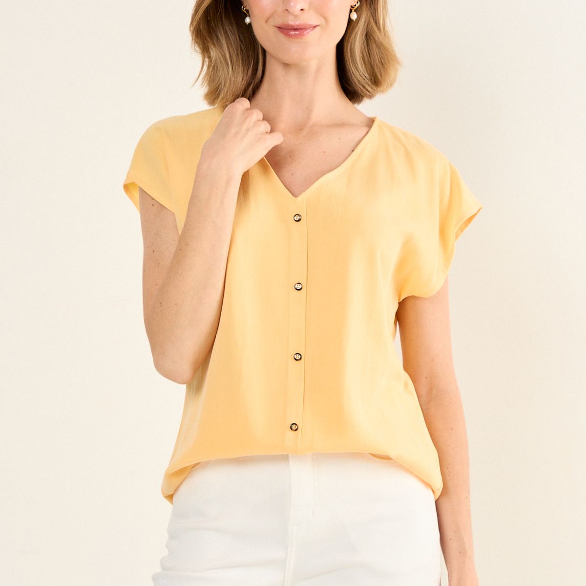 MA GRIFFE - Blusa Escote En V Mujer Naranjo Magriffe