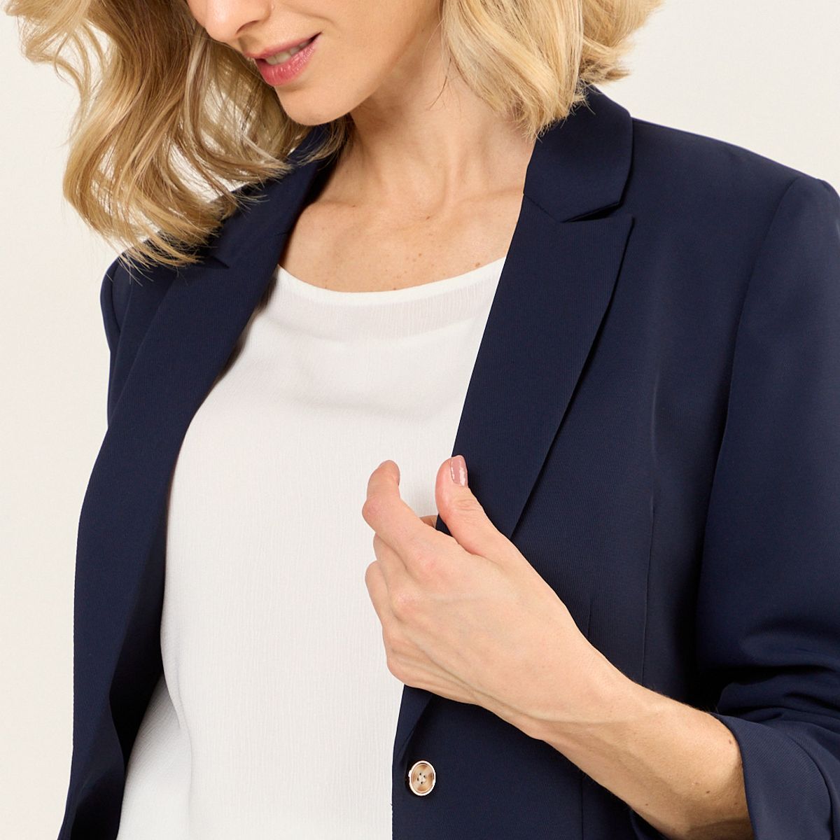 MA GRIFFE - Blazer Abotonado Con Solapa Mujer Azul Magriffe