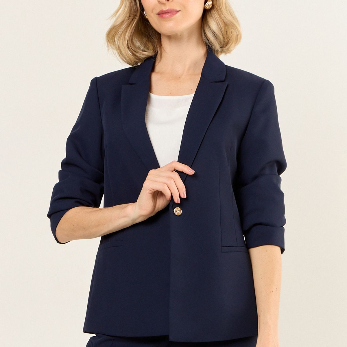 MA GRIFFE - Blazer Abotonado Con Solapa Mujer Azul Magriffe