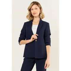 MA GRIFFE - Blazer Abotonado Con Solapa Mujer Azul Magriffe