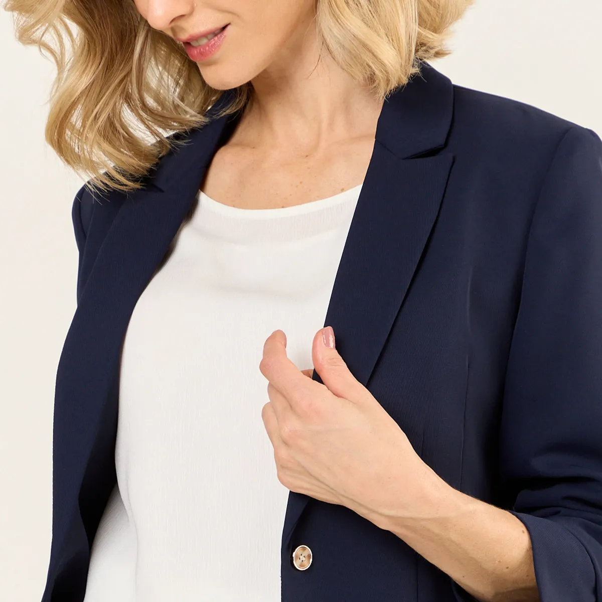 MA GRIFFE - Blazer Abotonado Con Solapa Mujer Azul Magriffe