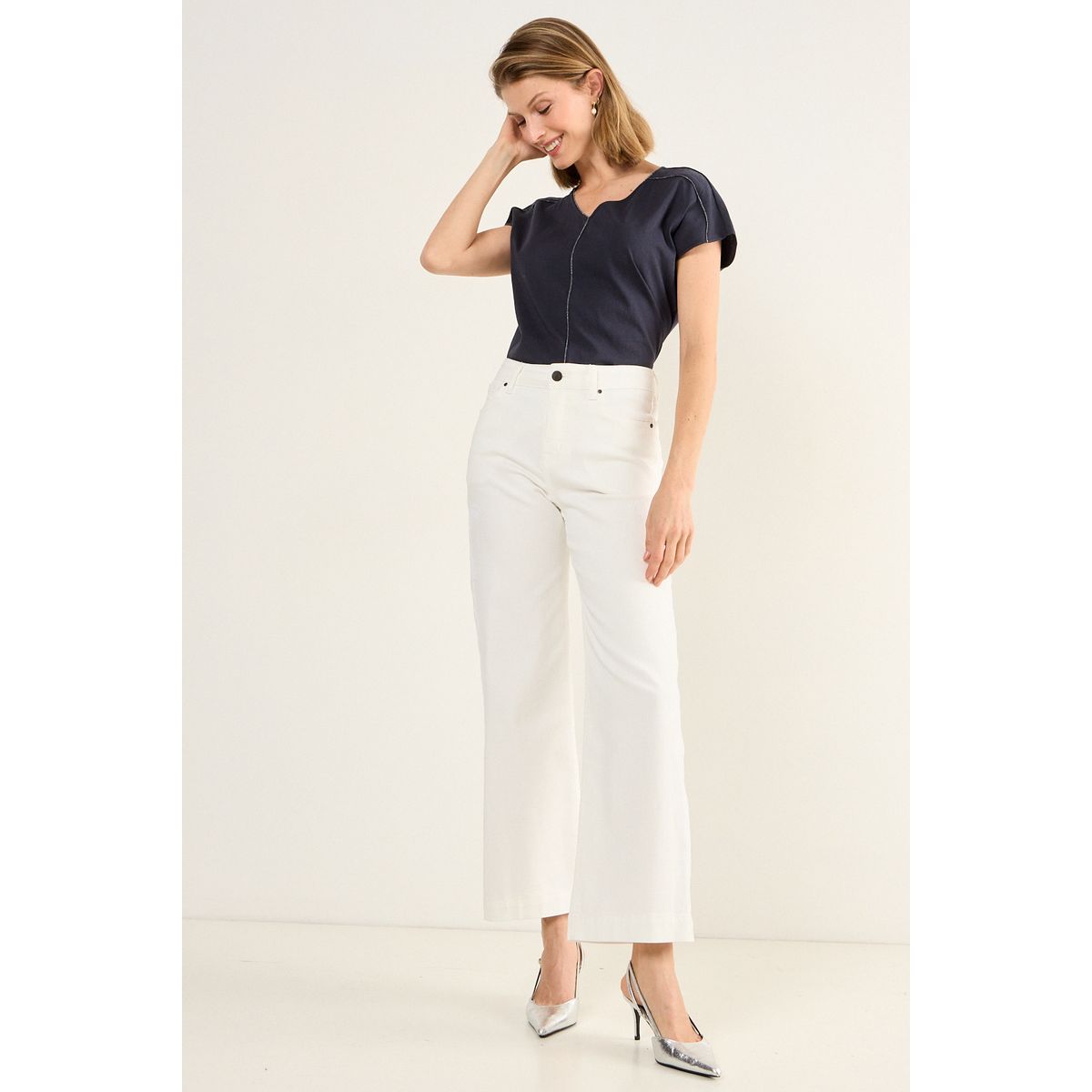 MA GRIFFE - Jeans Flare Mujer Blanco Magriffe