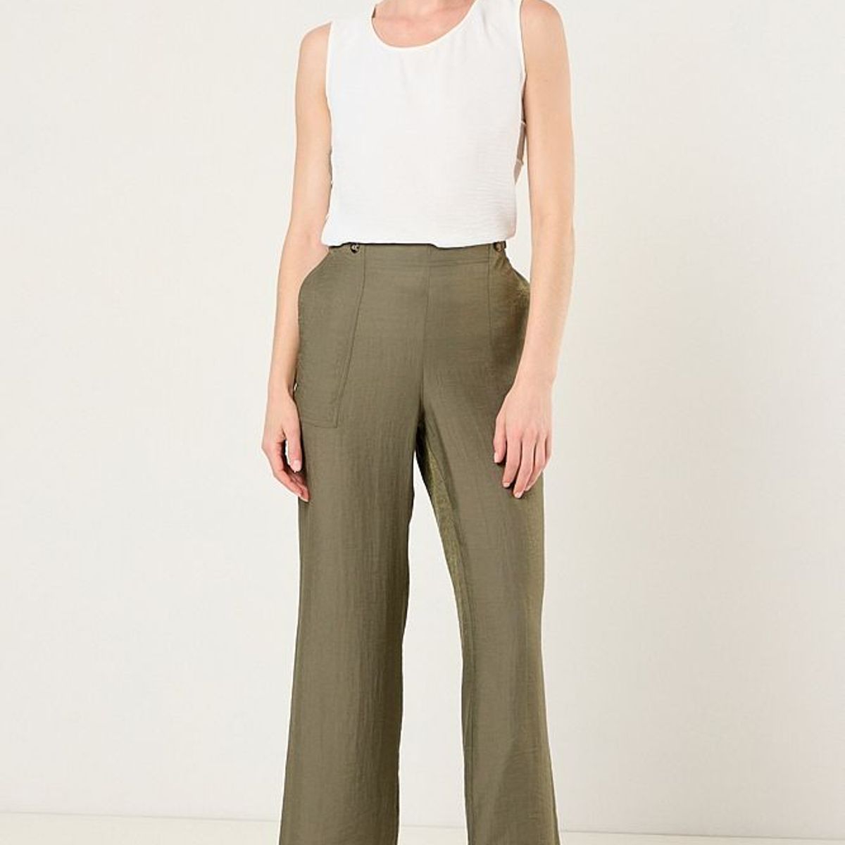 MA GRIFFE - Pantalon Wide Mujer Avellana Magriffe