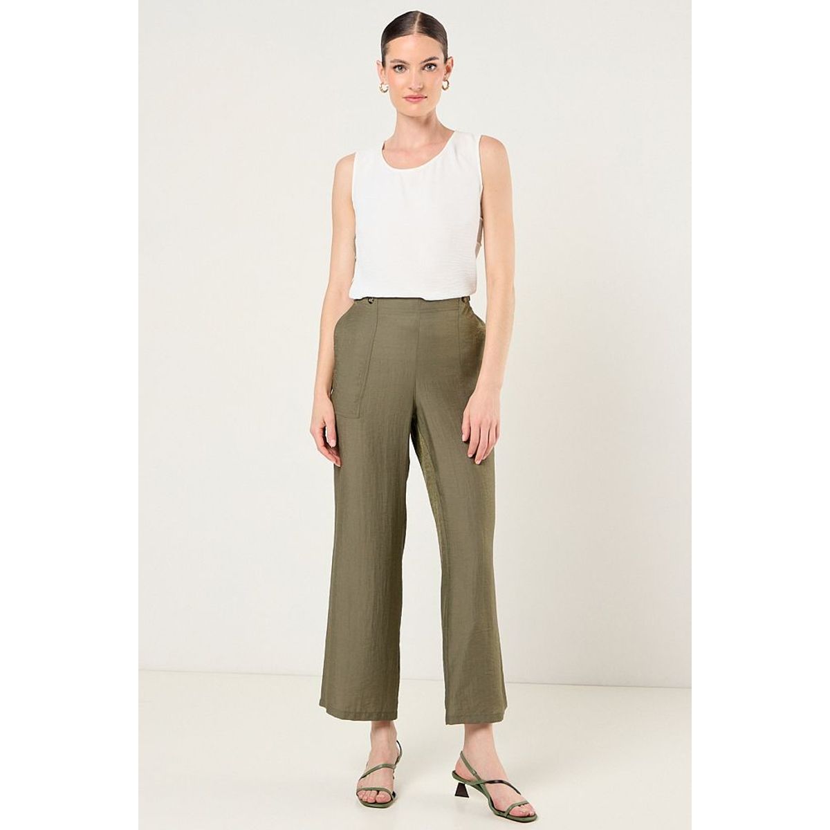 MA GRIFFE - Pantalon Wide Mujer Avellana Magriffe