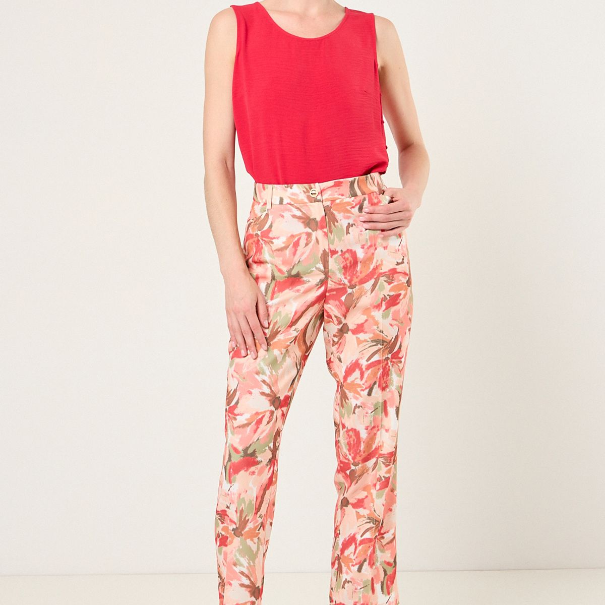MA GRIFFE - Pantalon Estampado Abstracto Mujer Crudo Magriffe