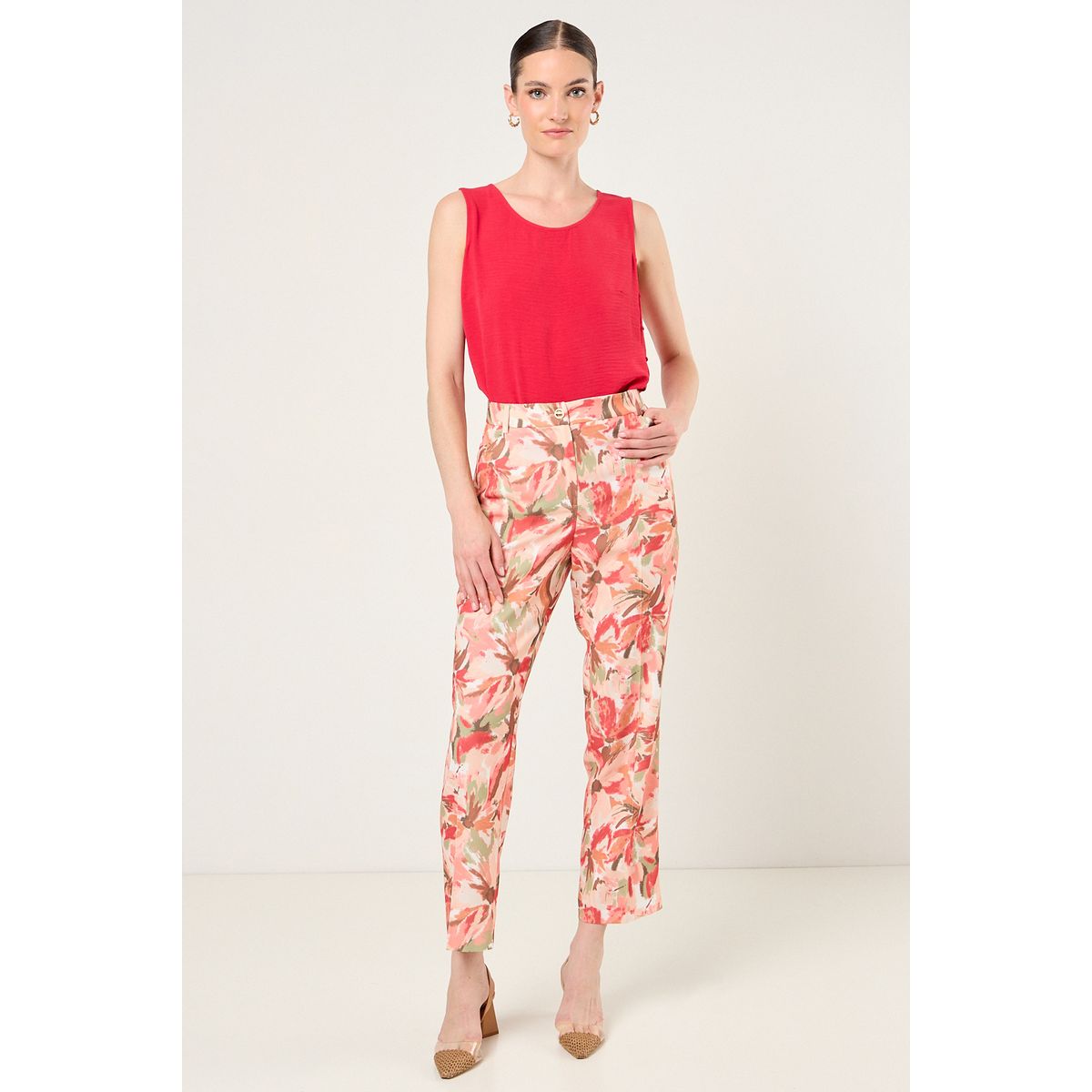 MA GRIFFE - Pantalon Estampado Abstracto Mujer Crudo Magriffe