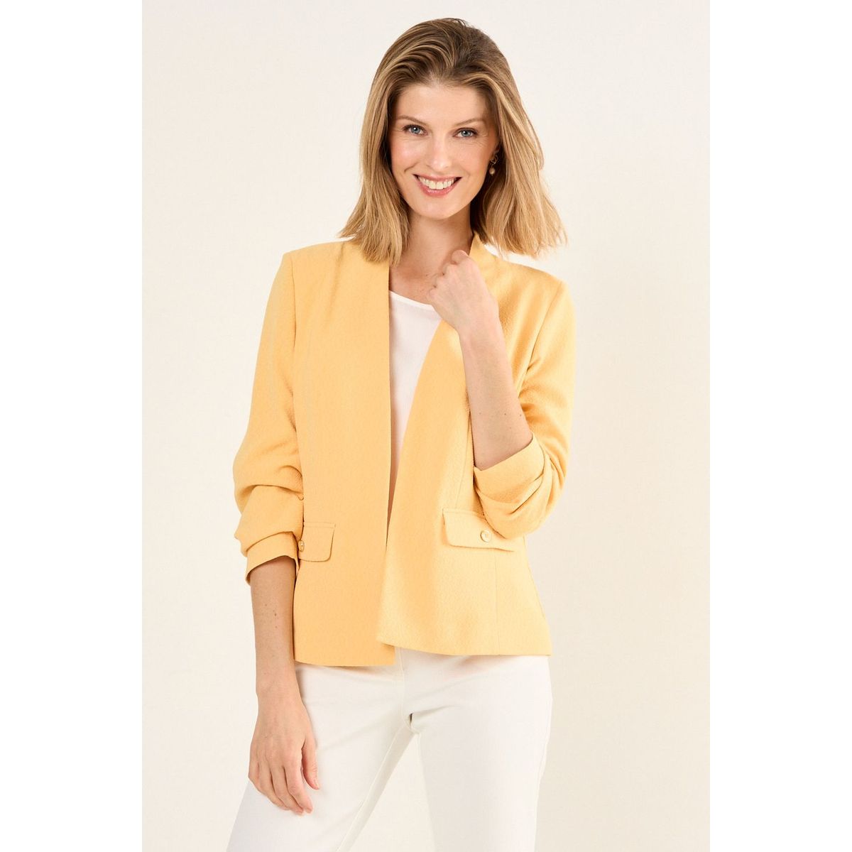 MA GRIFFE - Blazer Sin Solapa Mujer Naranjo Magriffe