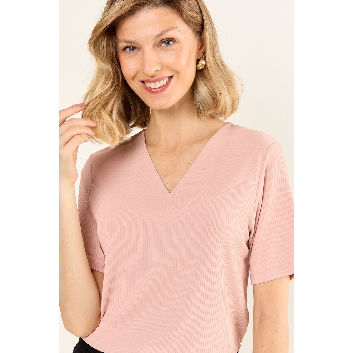 MA GRIFFE - Polera Manga Corta Mujer Rosa Magriffe