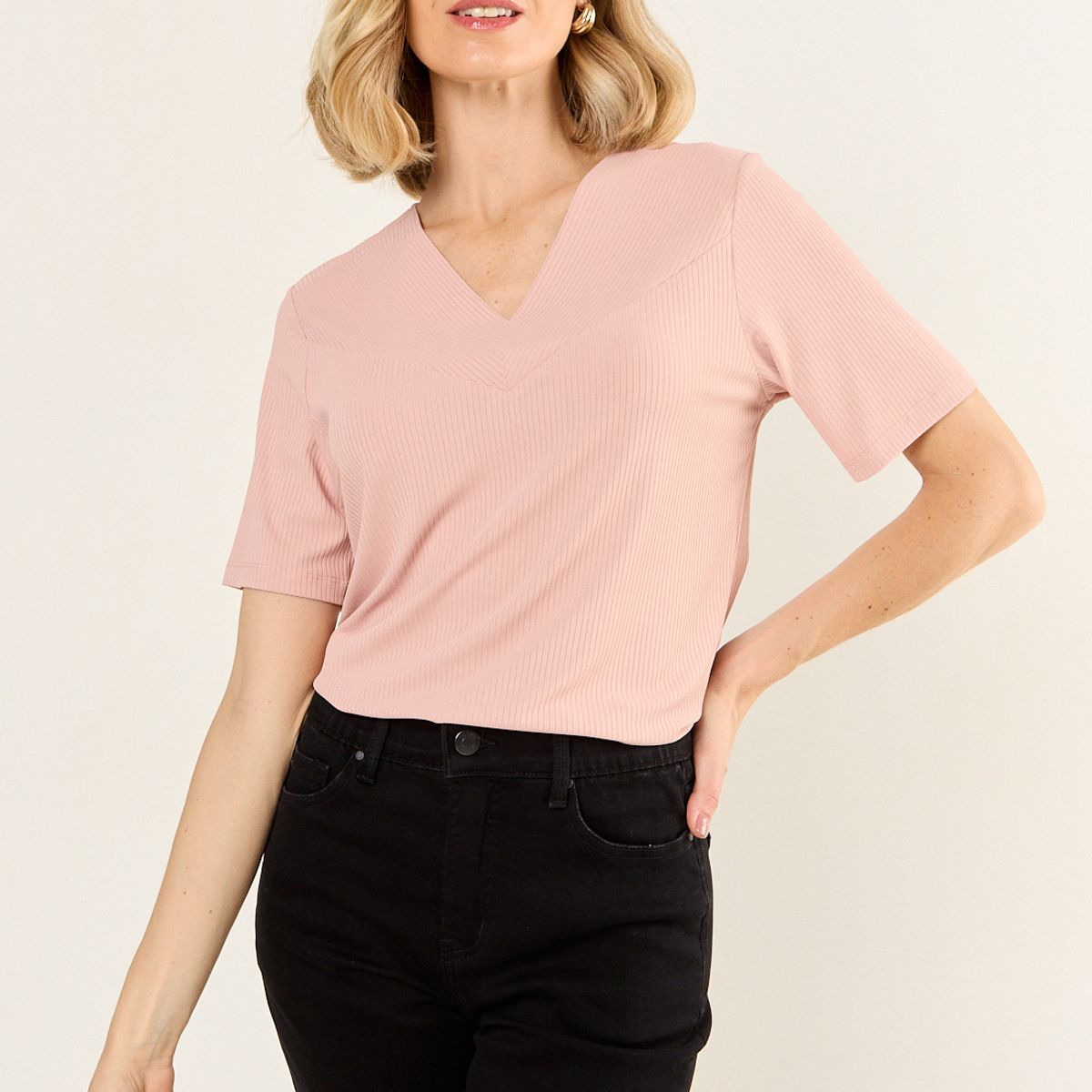 MA GRIFFE - Polera Manga Corta Mujer Rosa Magriffe