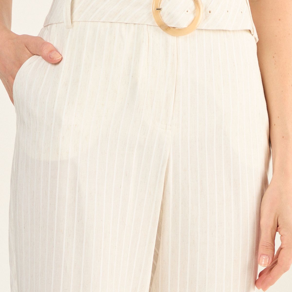 MA GRIFFE - Pantalon Wide Mujer Crudo Magriffe