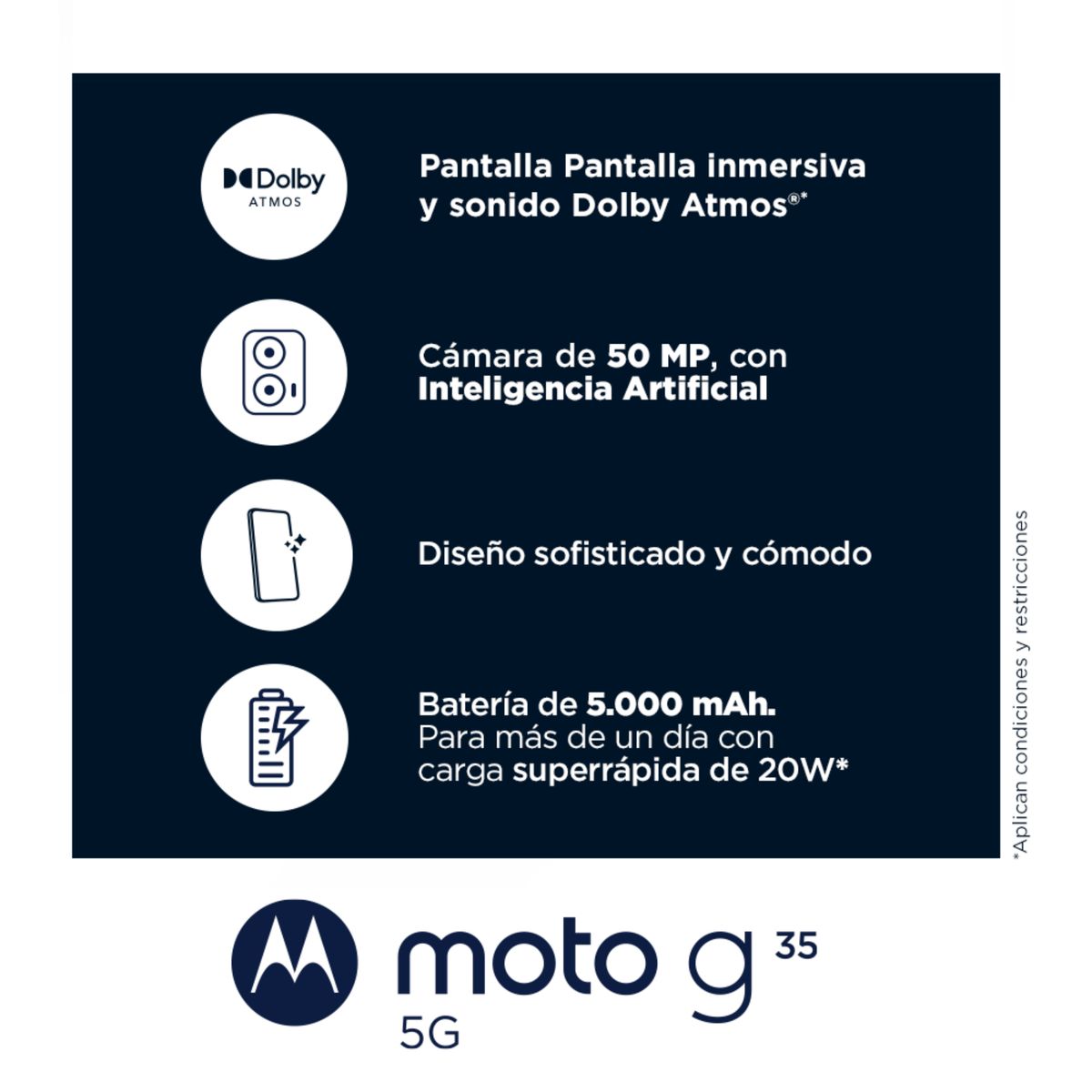 MOTOROLA - Smartphone Moto G35 5G 4GB 256GB Verde 6.72"