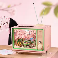 ROBOTIME - Caja Musical Sakura Dreamy Tour Puzzle 3D Televisor Retro AMT02