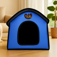 GENERICO - Casa cama plegable de mascotas perro o gatoazul