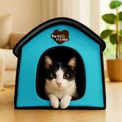 GENERICO - Casa cama plegable de mascotas perro o gato turqueza