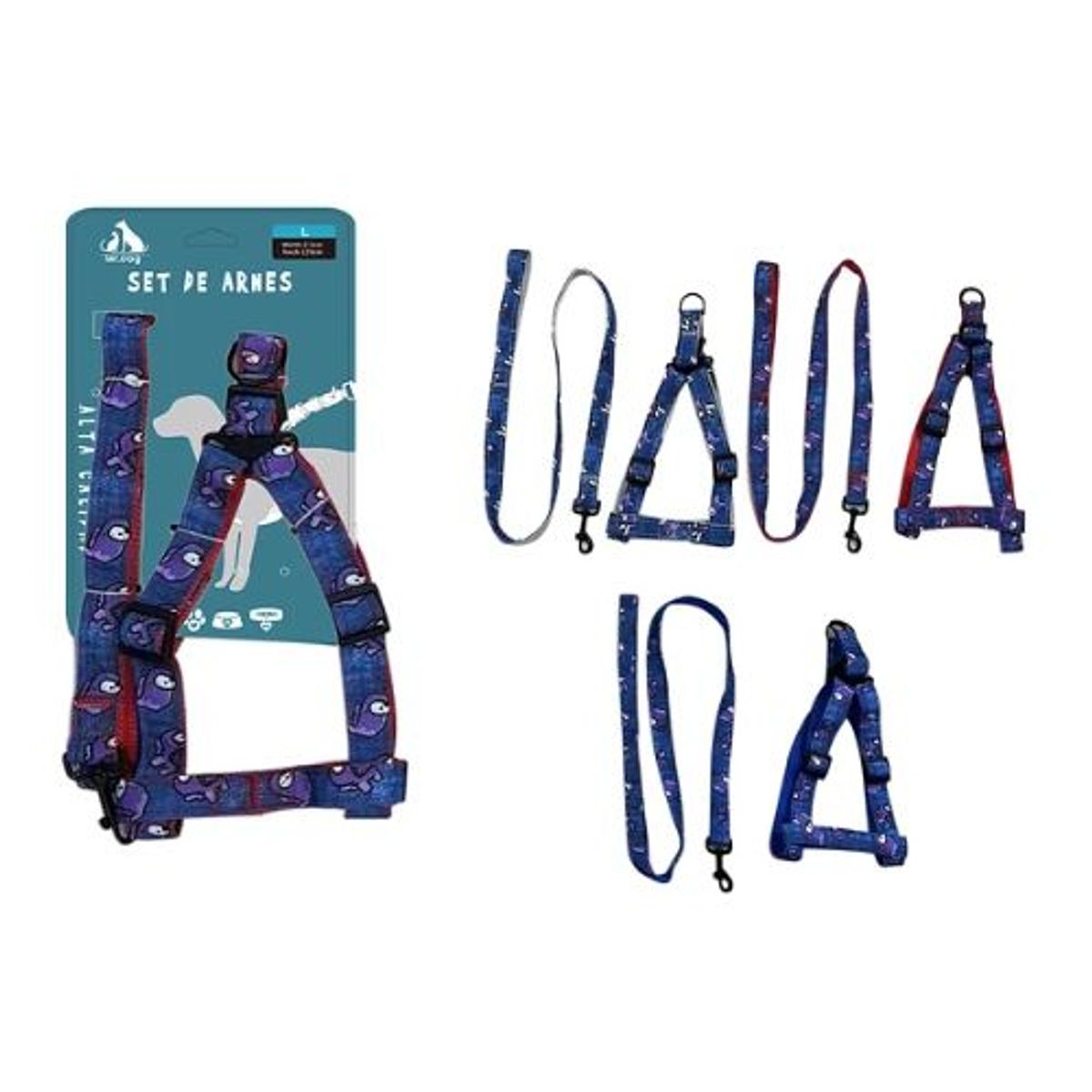 GENERICO - Set de arnés step in y correa 25cm color Azul