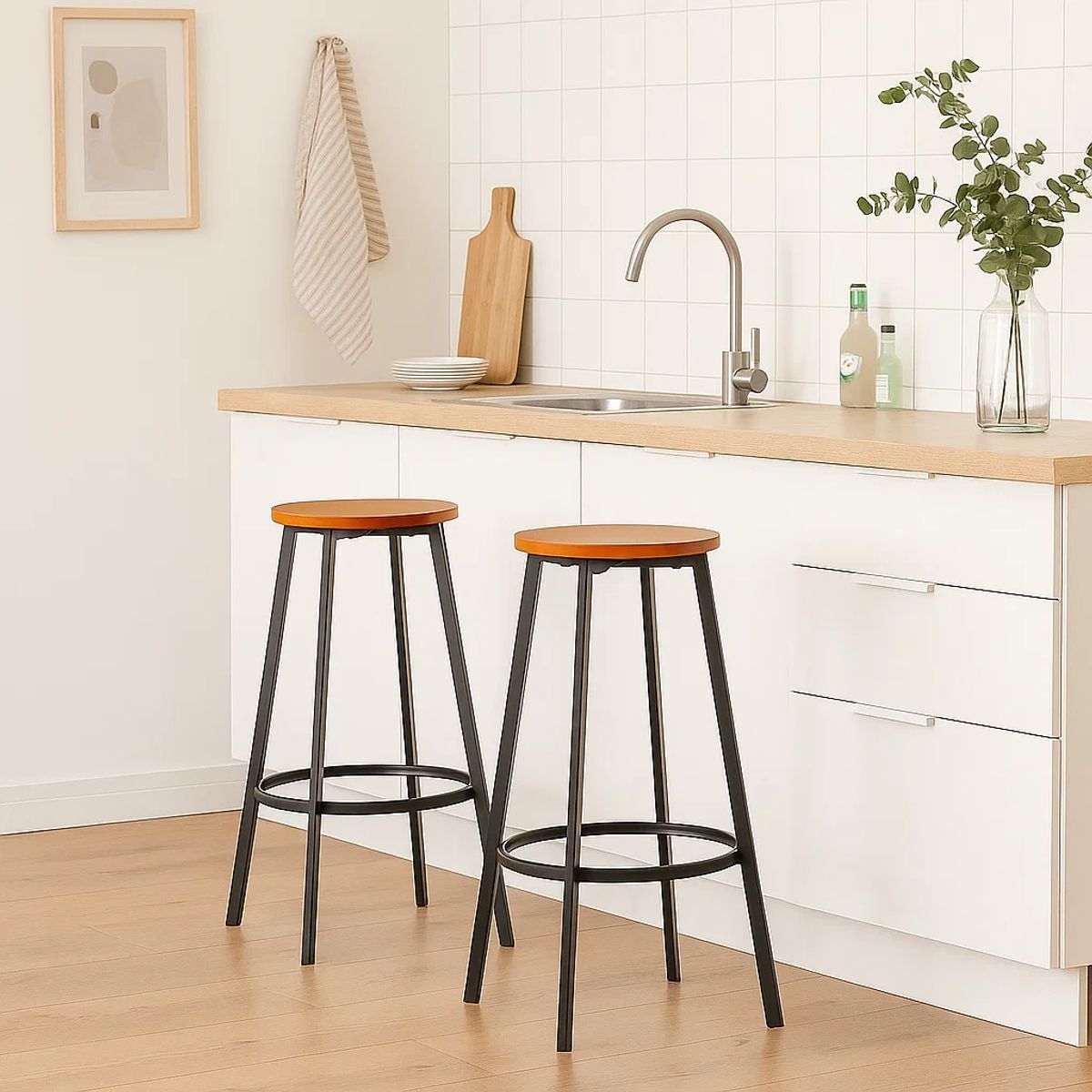 KLIK - Pack de 2 Pisos taburete de bar elipse industrial