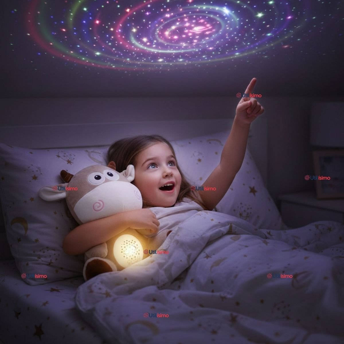 JUMP KIDS - Peluche Vaca Espantacuco Con Luz Y Sonido Para Bebé Niño Niña