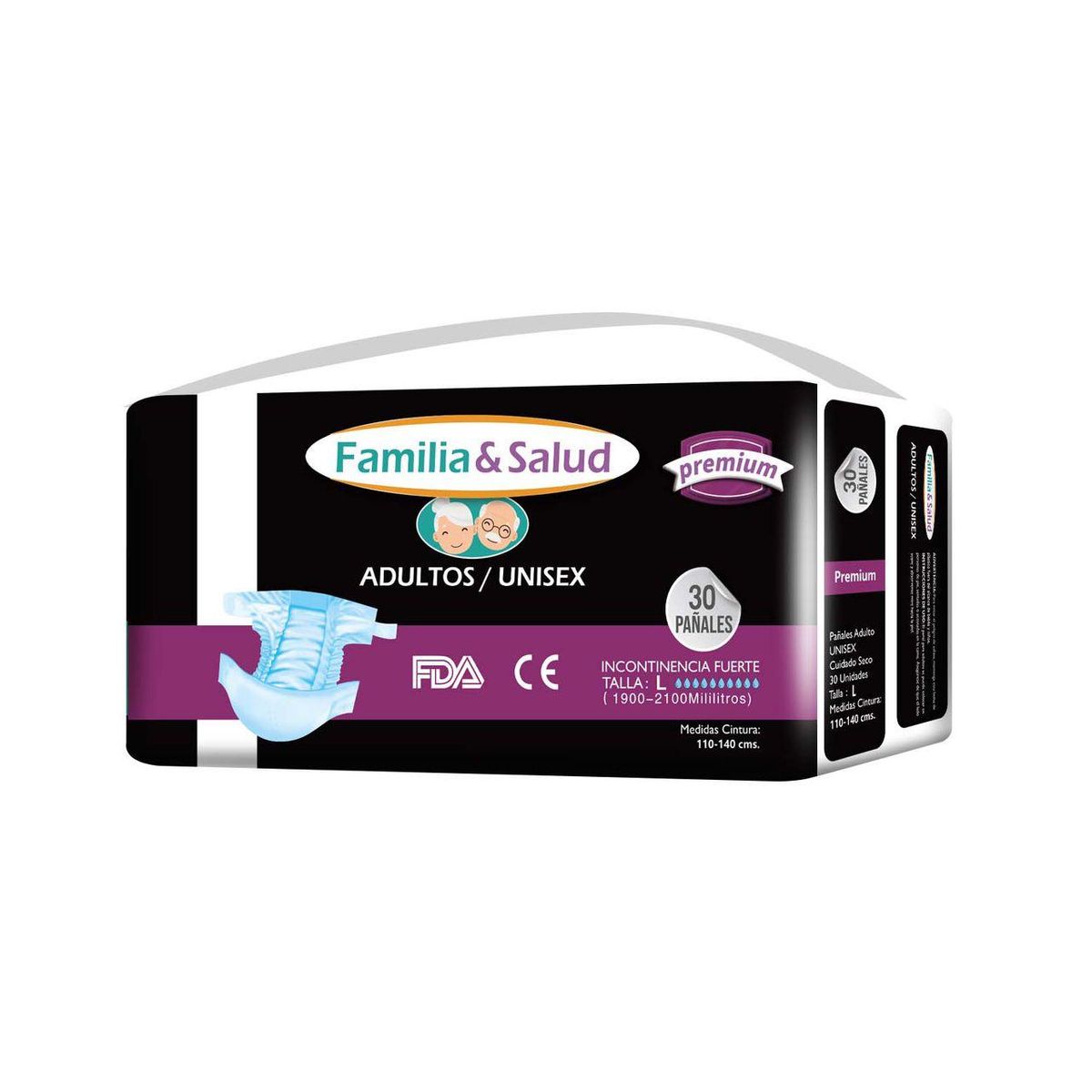 GENERICO - Pañal Adultos Premium L- Pack 60 Unidades