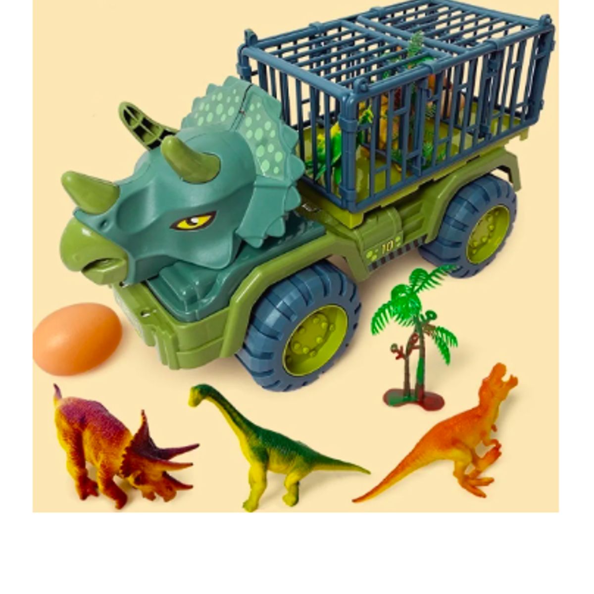 GENERICO - Camion Dinosaurio Transporte Camiones 2 Dinosaurios 1 Huevo