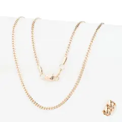 GENERICO - Cadena Oro Laminado 18k Tejido Cubana 2mm65cm broche langosta