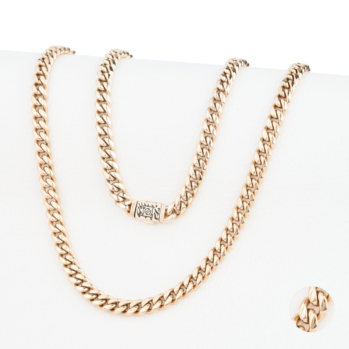 GENERICO - Cadena Oro Laminado 18k Tejido Cubana 6mm45cm broche cebra exclusivo