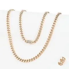GENERICO - Cadena Oro Laminado 18k Tejido Cubana 6mm65cm broche cebra exclusivo