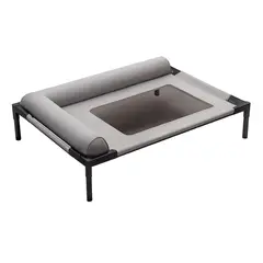 HOOPET - Cama Elevada Para Mascotas Con Acolchado Cómodo En Laterales Gris
