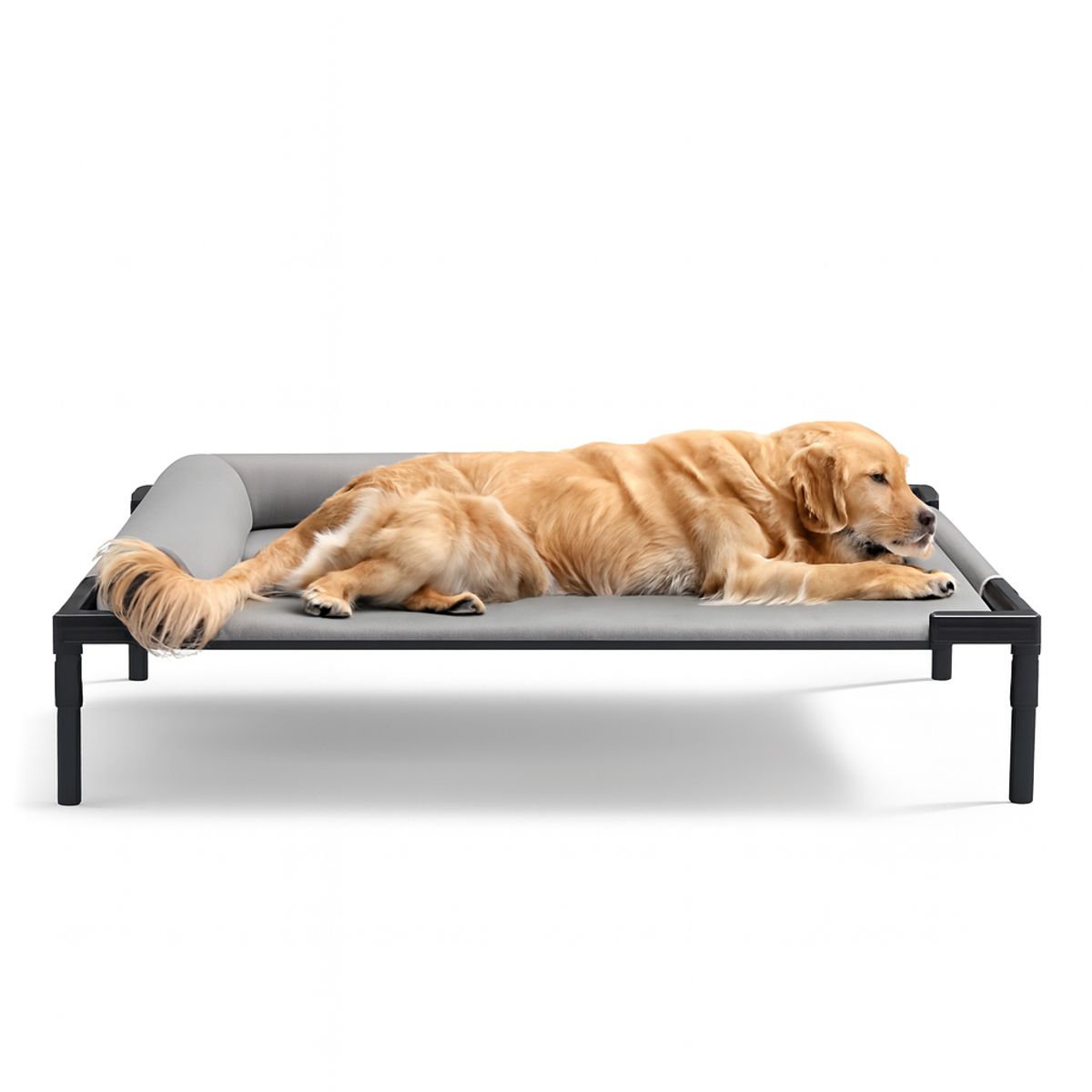 HOOPET - Cama Elevada Para Mascotas Con Acolchado Cómodo En Laterales Gris