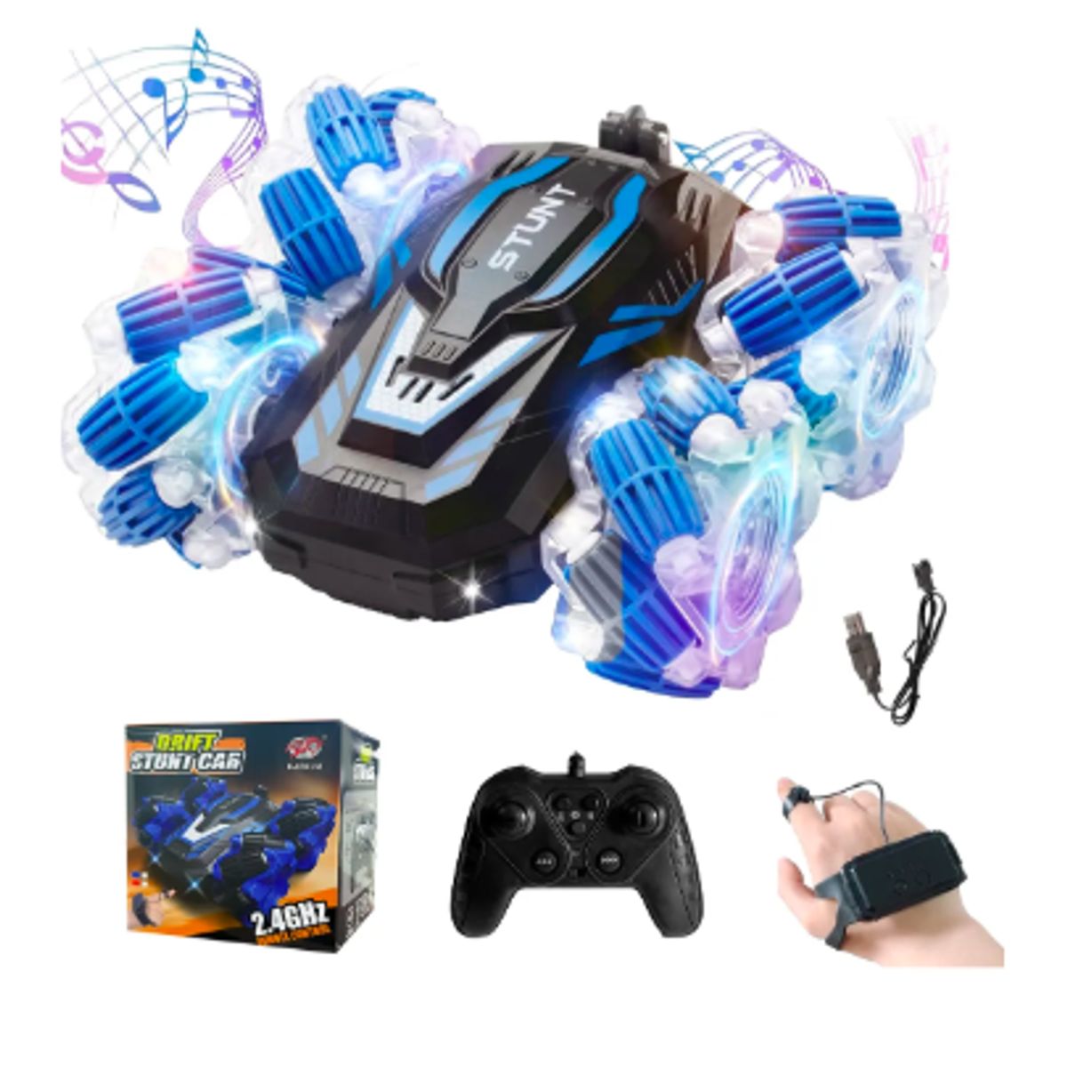 GENERICO - Auto Rc De Truco Control Remoto Drift Dual Luz Música Niños Azul