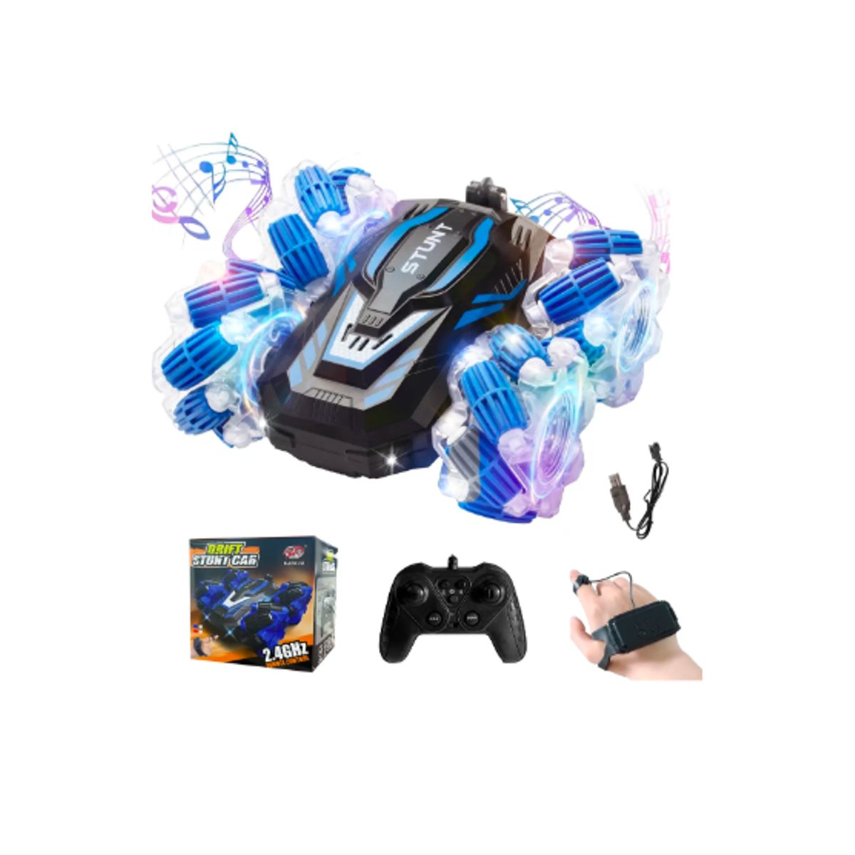 GENERICO - Auto Rc De Truco Control Remoto Drift Dual Luz Música Niños Azul