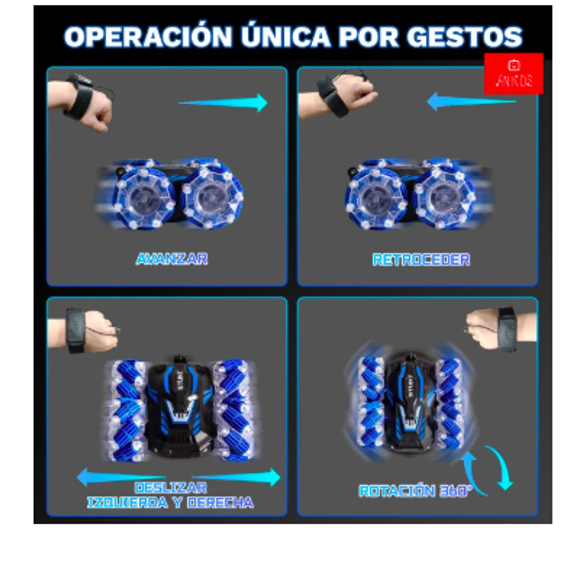 GENERICO - Auto Rc De Truco Control Remoto Drift Dual Luz Música Niños Azul