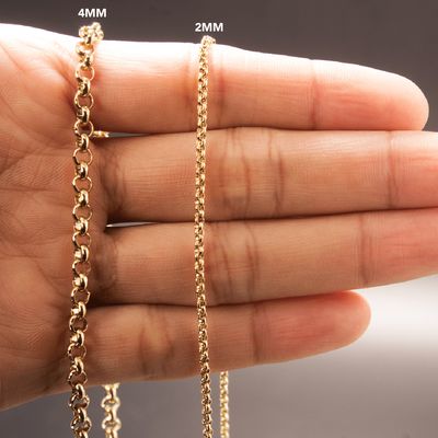 Imagen 2 del producto Cadena Oro Laminado 18k tejido Rolo 2mm45cm broche langosta