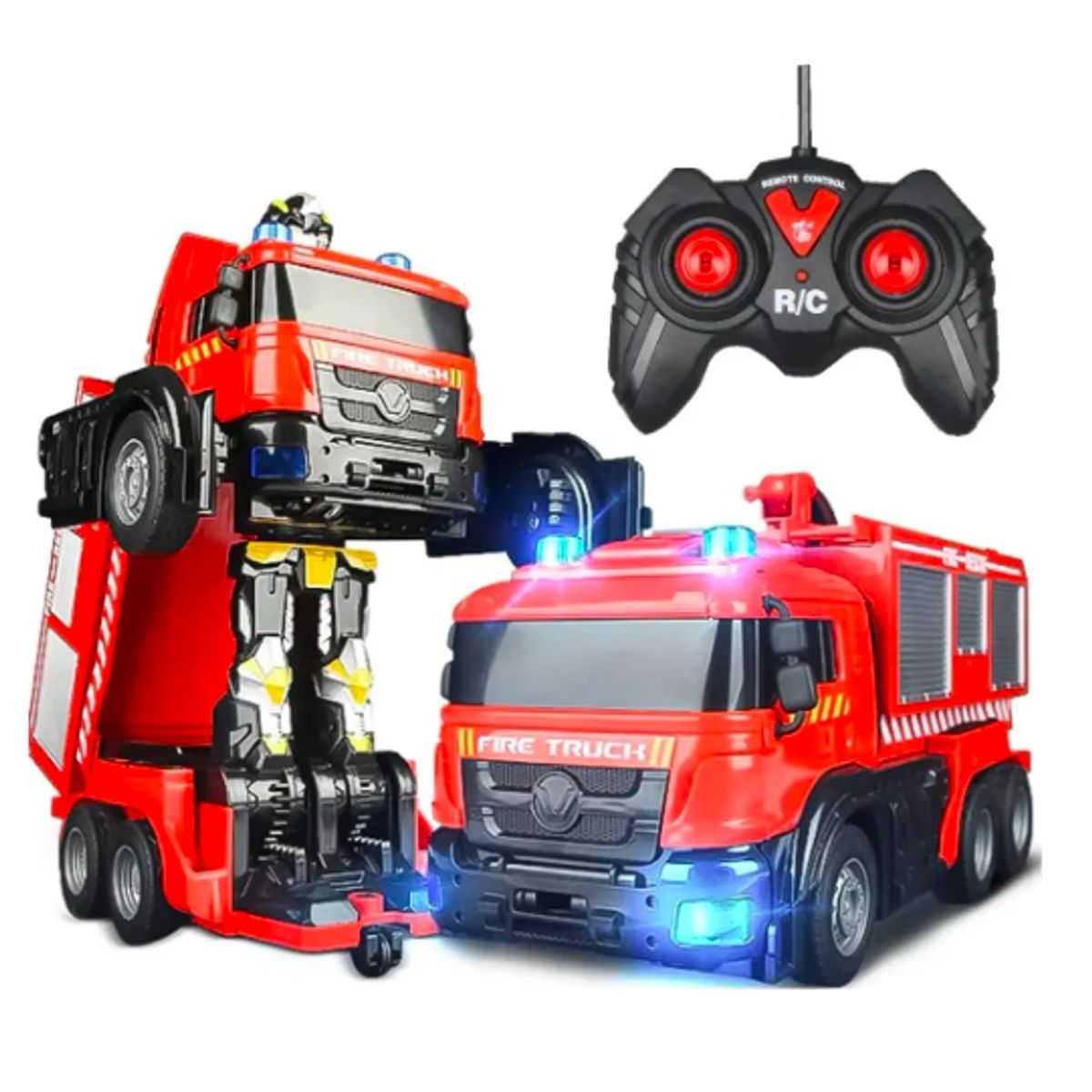 GENERICO - Auto A Control Remoto Transformer Bomberos Con Lanza Agua
