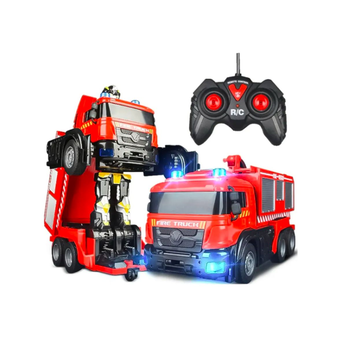 GENERICO - Auto A Control Remoto Transformer Bomberos Con Lanza Agua