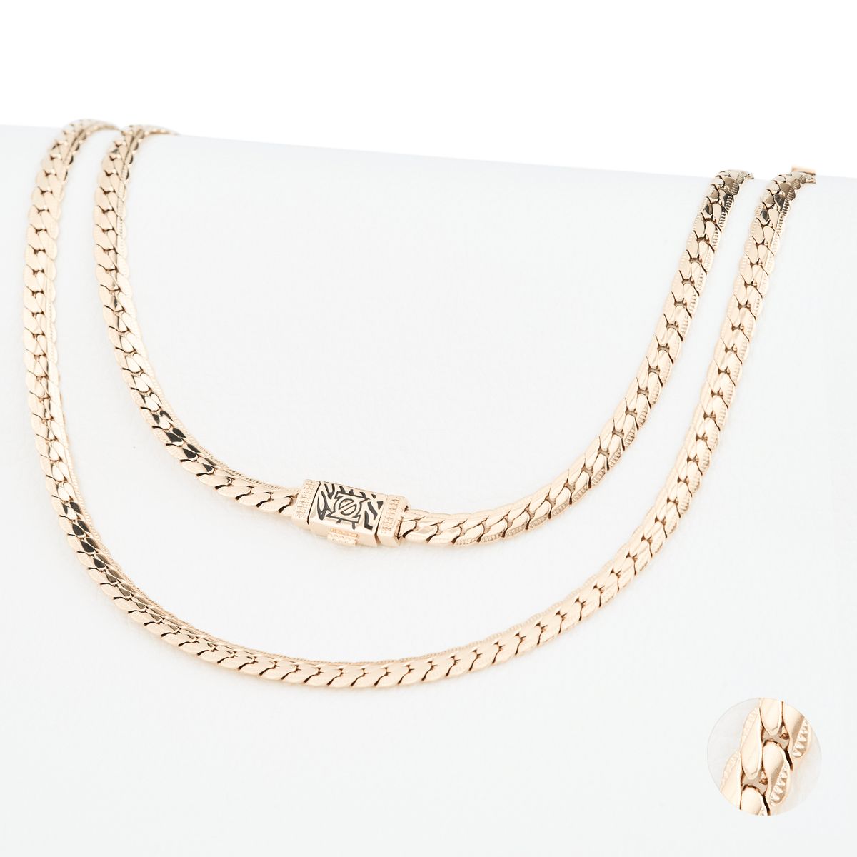 GENERICO - Cadena Oro Laminado 18k tejido Serpiente Grabada 6mm45cm broche cebra exclusivo